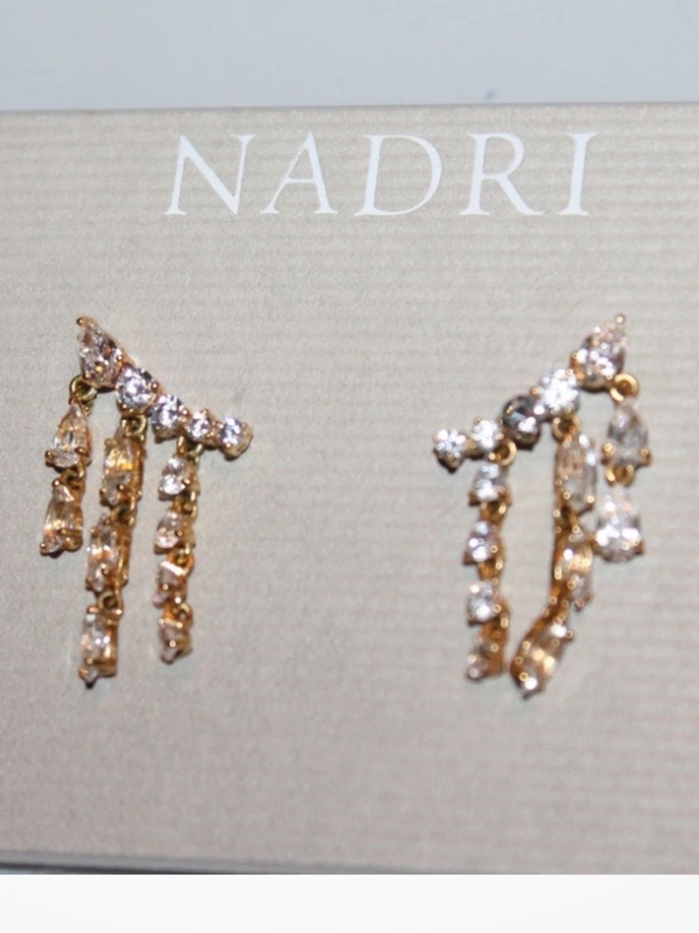 Nadri Gold Crystal Pave Cluster Dangle Earrings